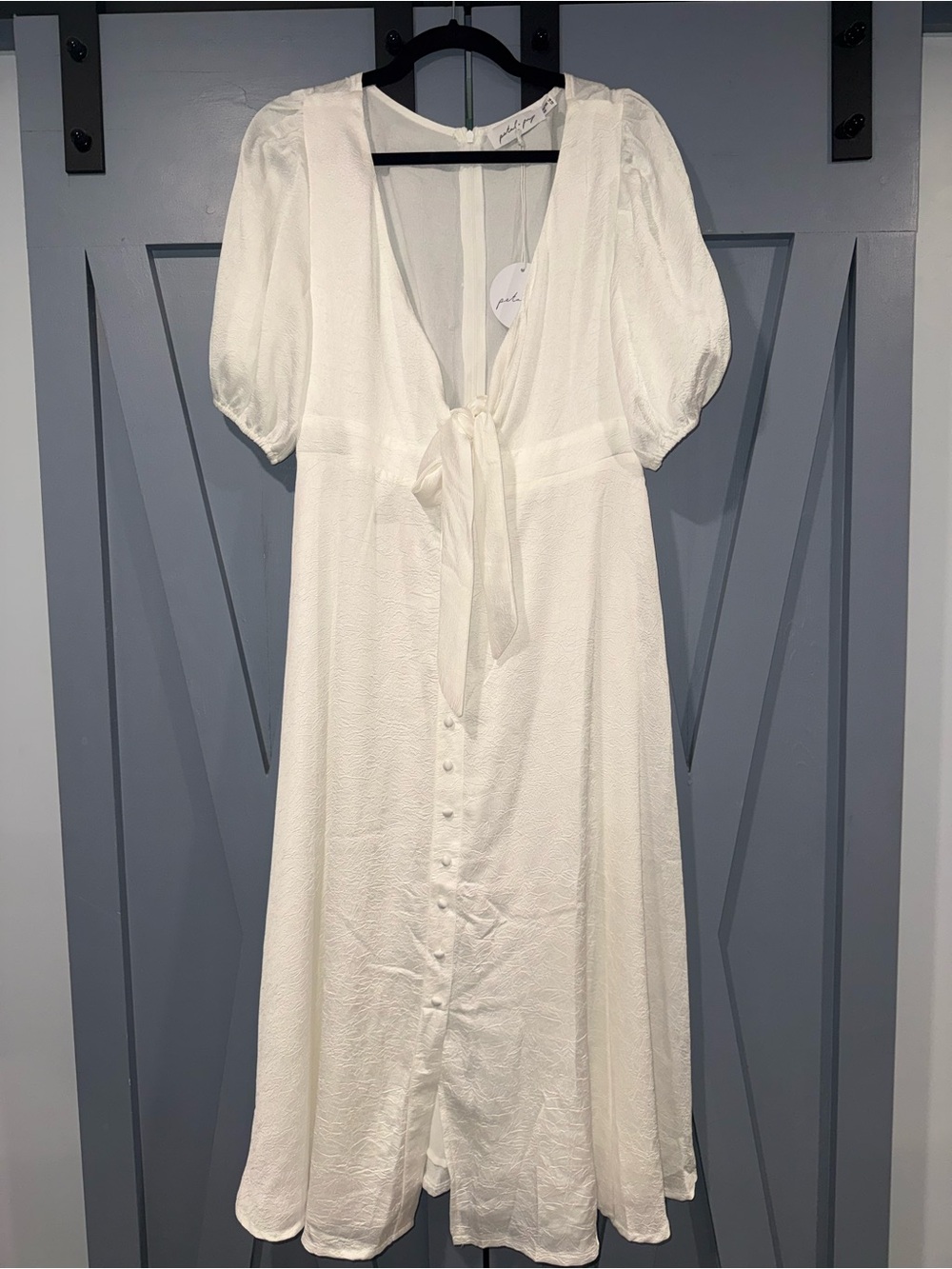 Petal & Pup White Midi Dress with Tie Front